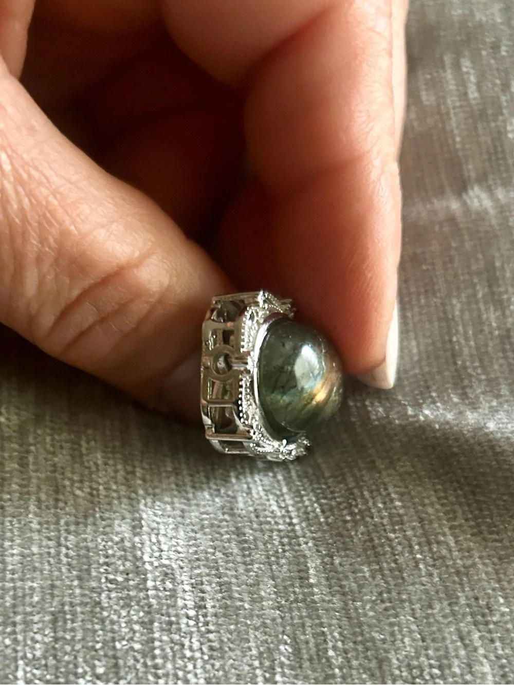 Natural Labradorite Ring and Pendant Set